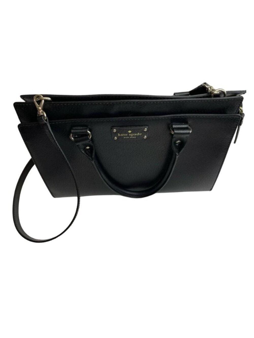 Kate Spade Wellesley Durham Black Leather Satchel Crossbody Bag WKRU2486